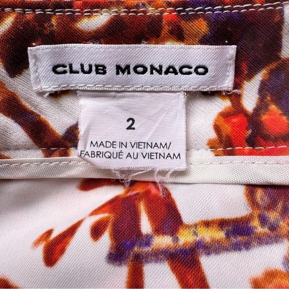 Club Monaco Pants Trousers Botanical Print Orange Tropical Sz 2 - Picture 3 of 15